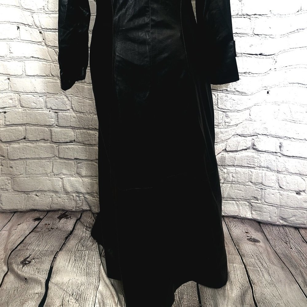 Long black big leather coat...